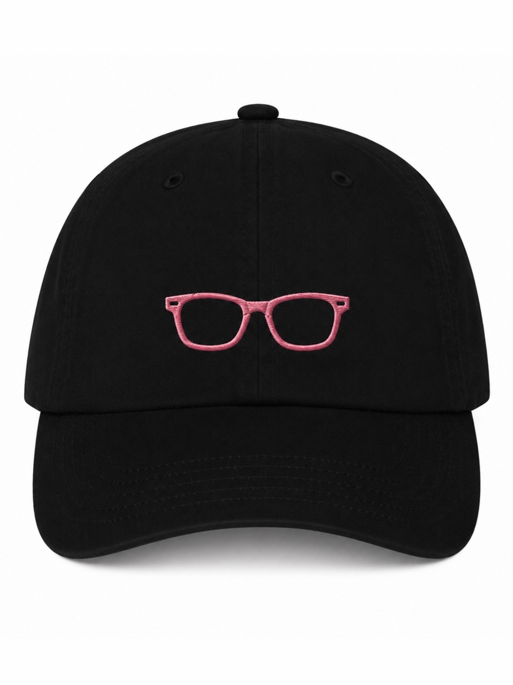 🕶️🎀 Pink Sunglasses Embroidered Black Baseball Cap Summer Velcro Strap Hat Cute